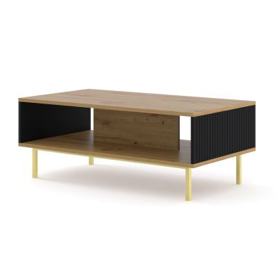 RAVENNA Coffee Table 90x60x45 oak, gold frame