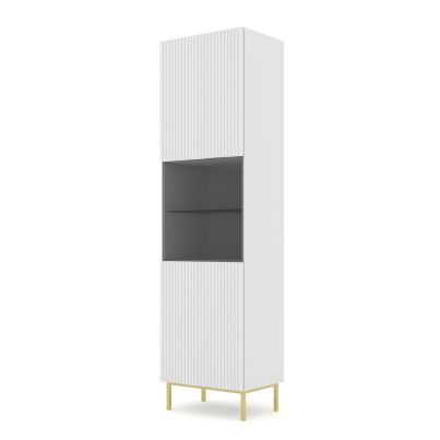 RAVENNA Glass Display Cabinet 1D1S, white, gold frame