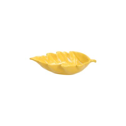 TOGNANA RELIEF Yellow Bowl Foglie, 16x10x3.5 cm
