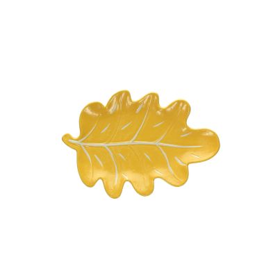 TOGNANA RELIEF Yellow Plate Foglie, 25x17x3 cm