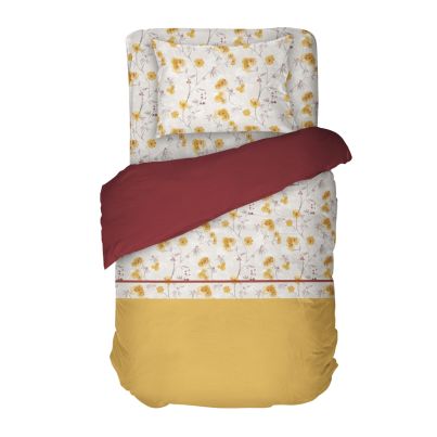 Единичен комплект спално бельо DILIOS Съни, 3 части, бял/жълт
