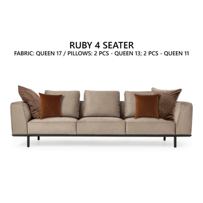 Four-seater sofa RUBY brown/QUEEN 17