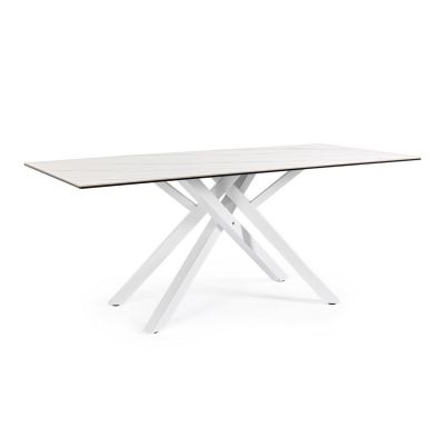 Dining table Sean, 180x90 cm, White, marble effect