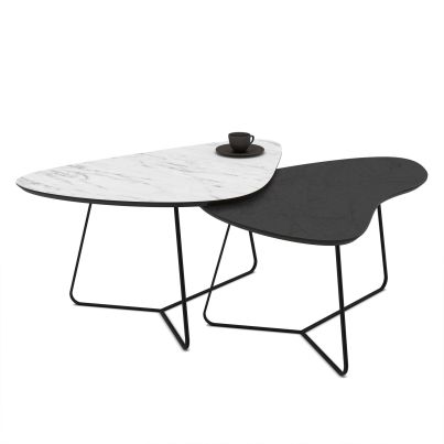 Nesting coffee tables 2pcs. Tussey 125x80x75 Marmo Super Matt/Yosun