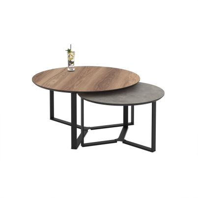 Nesting coffee tables 2pcs. Miami 90x90x45 Hazar/Retro Stone