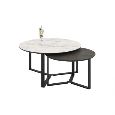 Nesting coffee tables 2pcs. Miami 90x90x45 Marmo Super Matt/Irony Super Matt