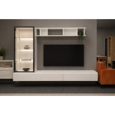 Модул за телевизор и място за съхранение, PRATICO SANTA LUCIA PTG01, 229.7x48.8x145.6 см, matwood white