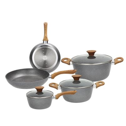 Cookware set GRANCUCINA STONE E WOOD STYLE, 8 pcs