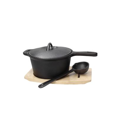 Cassеrole Cast Iron with Lid Ladl Wood Base TOGNANA Fusion Taste Ghisa, 18cm, Black