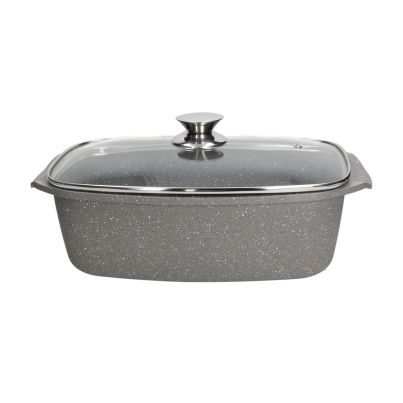 TOGNANA MYTHOS Roaster with 2 Handles & Glass Lid Marble Nero Floatec, 32x21 cm