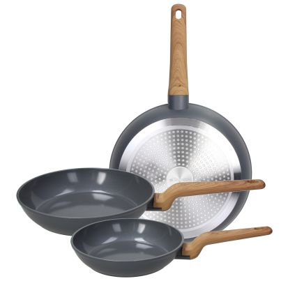 Set of 3 FRYPAN CM 20/24/28 RECYCLED T-CARE GREY