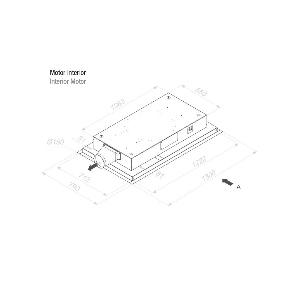 Ceiling cooker hood E-250 130cm V.2450 EXT