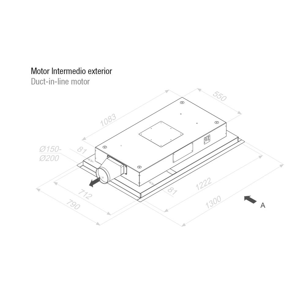 Ceiling cooker hood E-250 130cm V.2450 EXT
