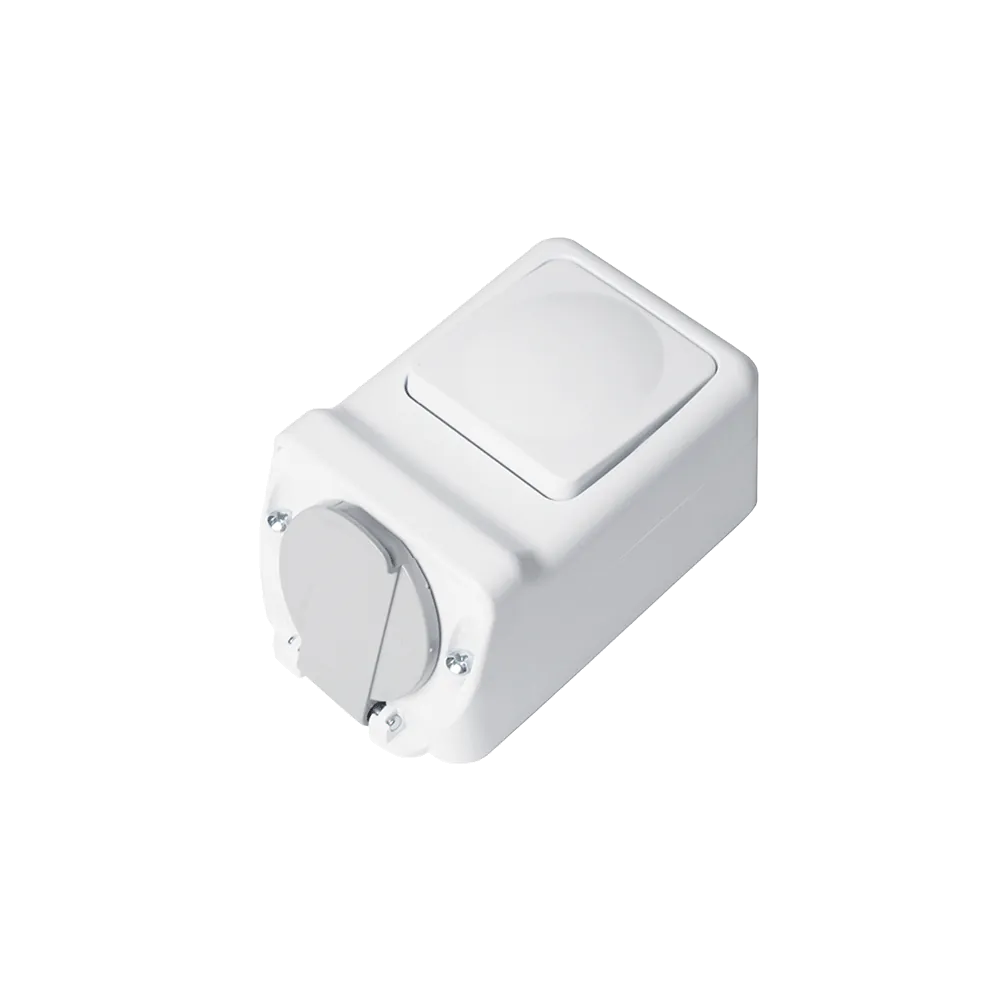 Socket+one button two way switch 16A 250V, IP44