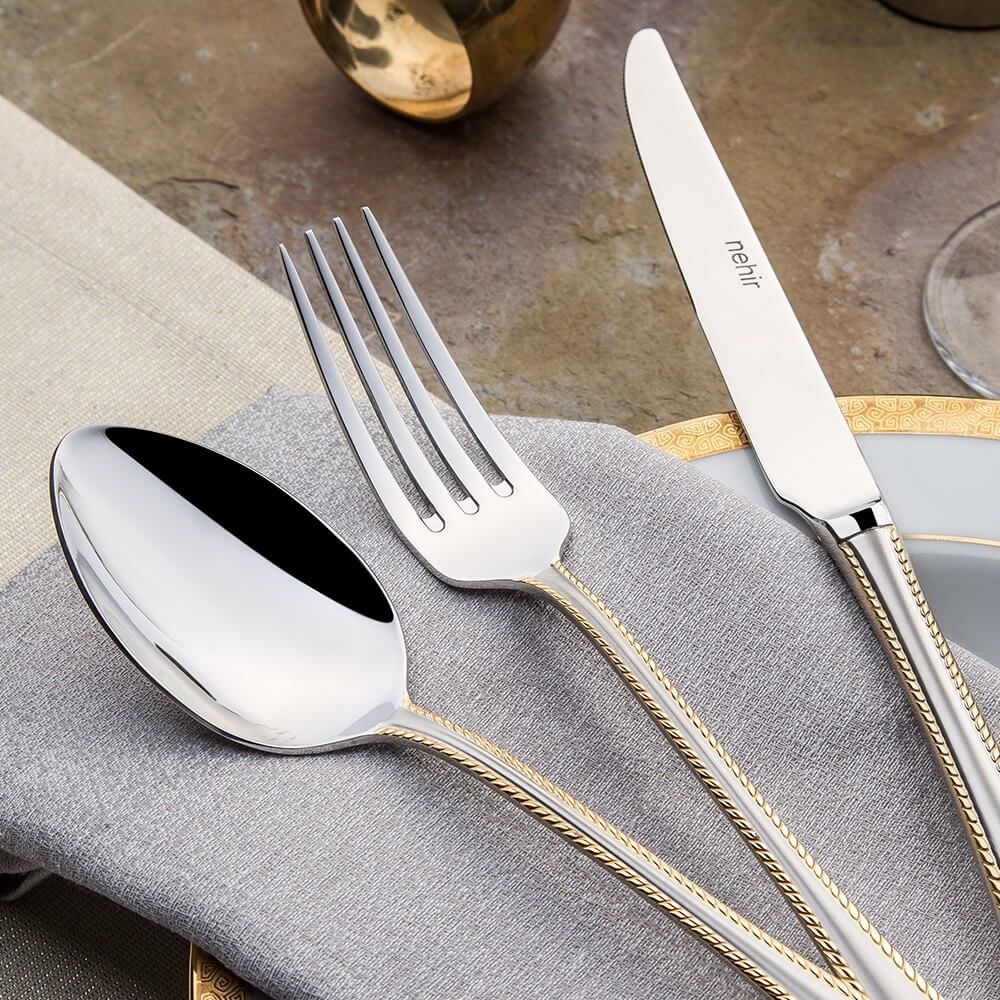 Cutlery FULYA 18pcs. Set, Gold Sandblast