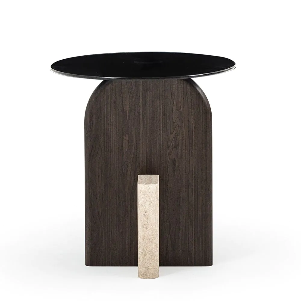 Side Table FIN ecru mat/dark brown