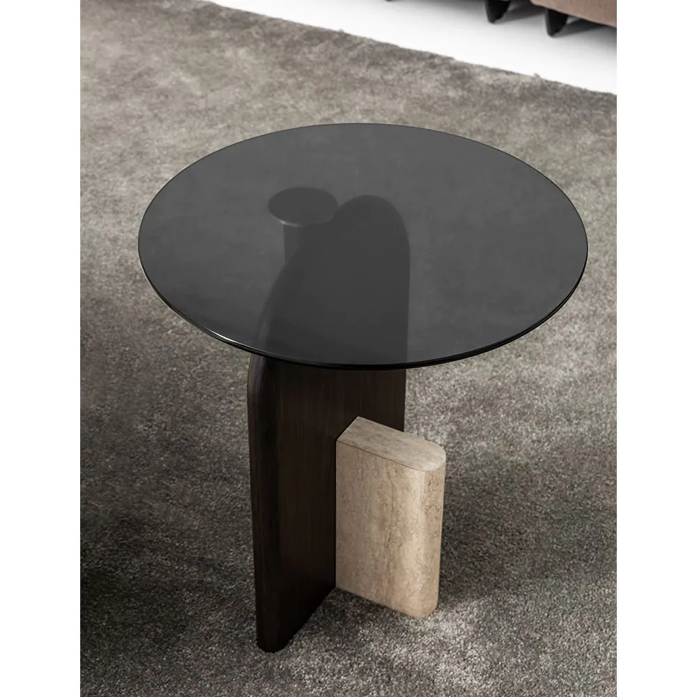 Side Table FIN ecru mat/dark brown
