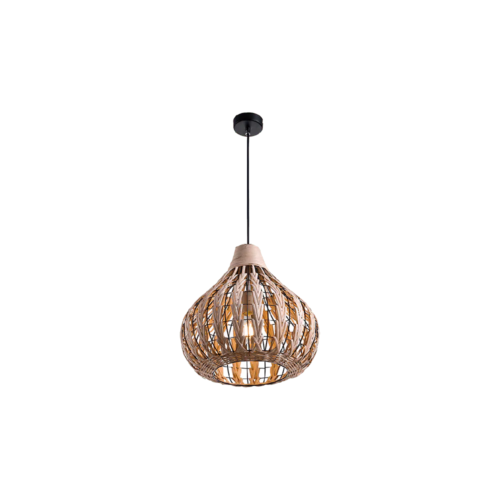 WOODY-D PENDANT 1XE27 BLACK /RATTAN