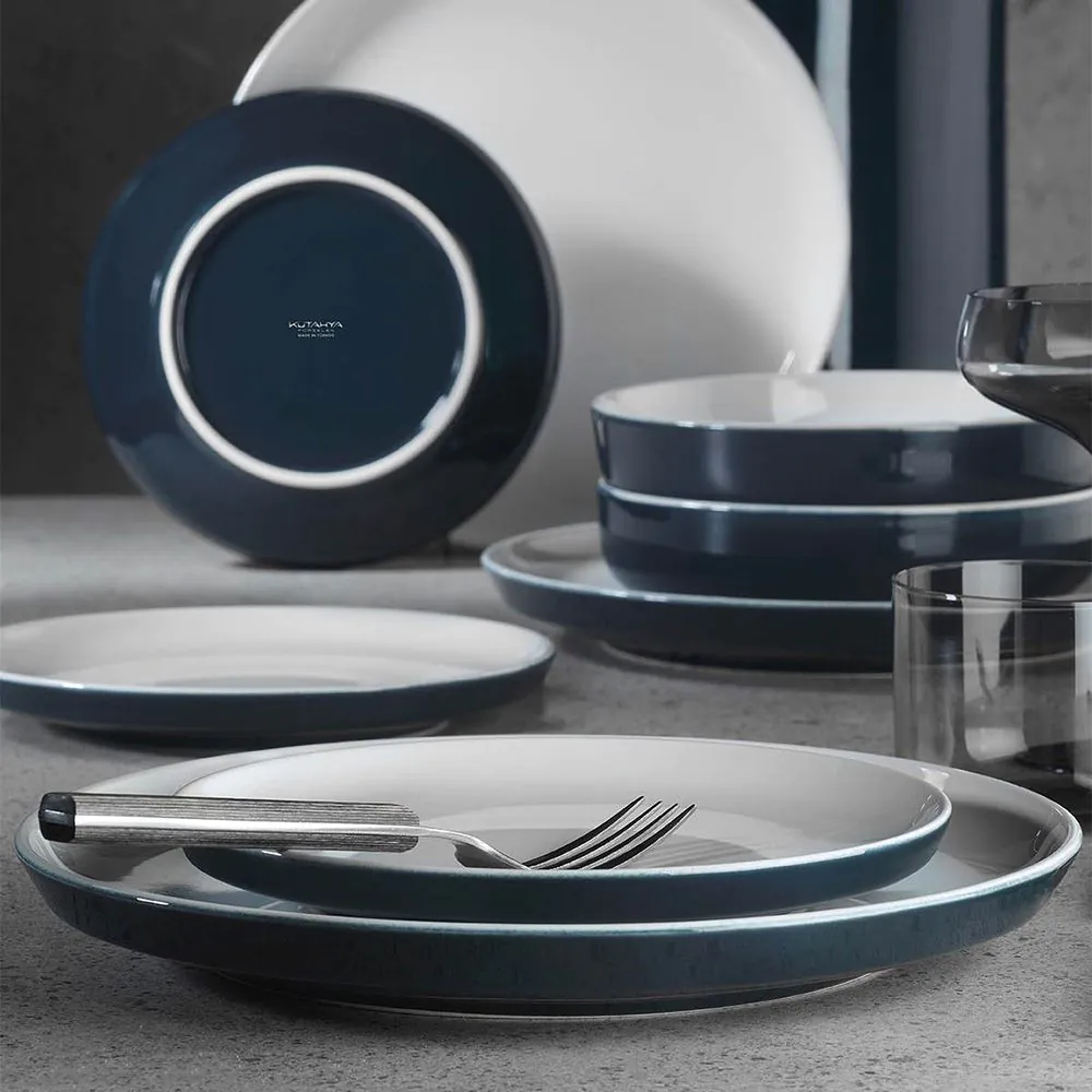 Flat plate Crouton white/navy blue