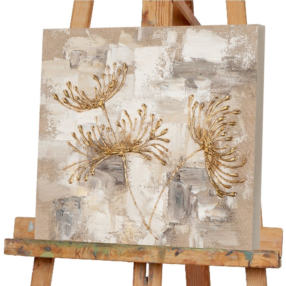 Acrylic painting Mums in gold II 40x40cm