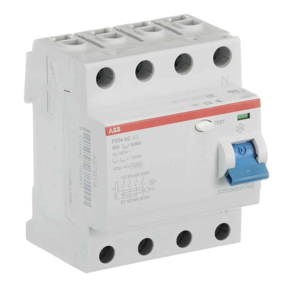 ABB Residual current device for industrial use F204 AC-63/0.03 4P 63A 30mA