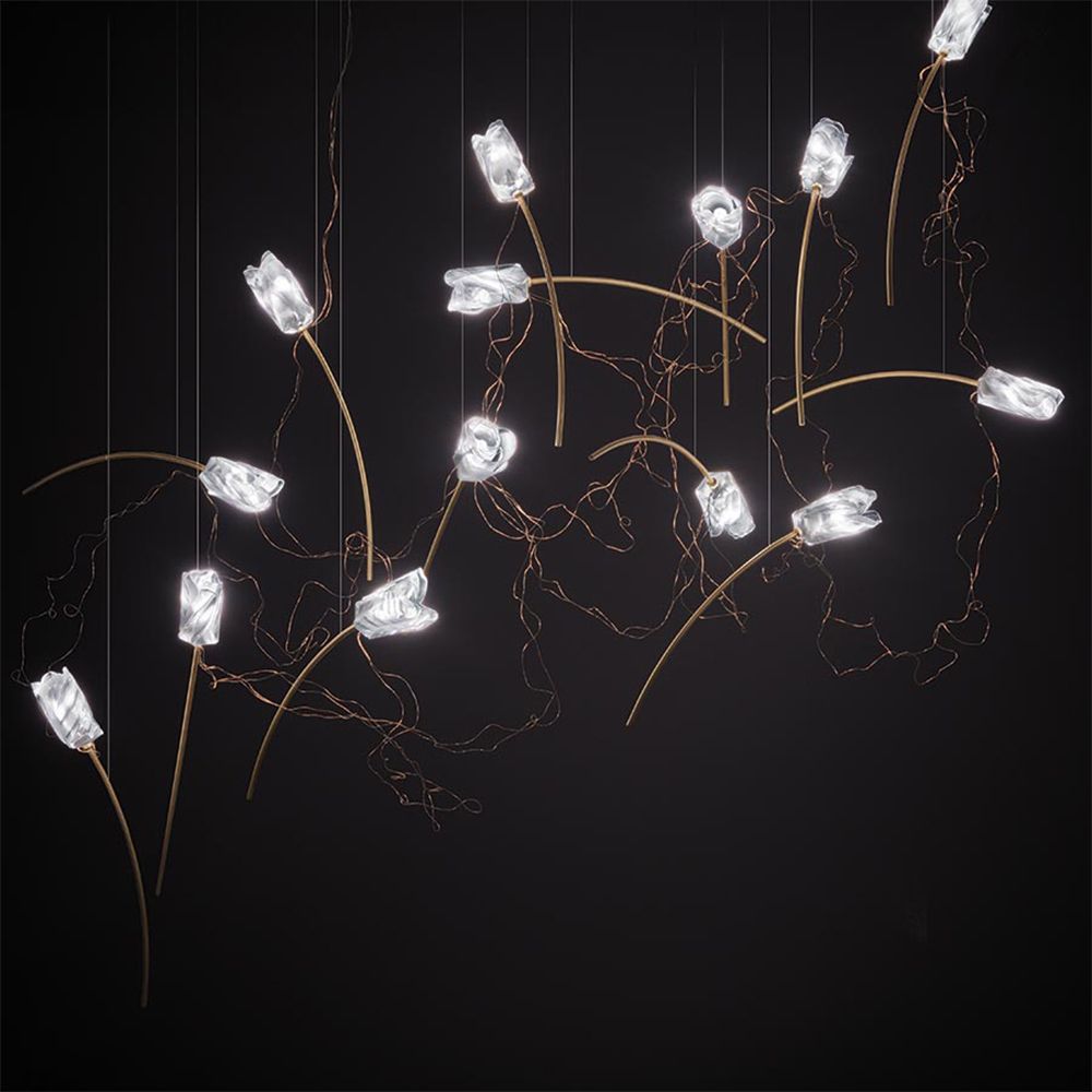 Pendant TULIP 14X3,2W LED 3000K transparent/brass
