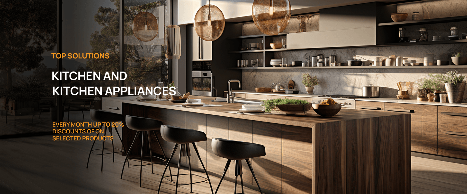 modern kitchen with equipment and build-in appliances