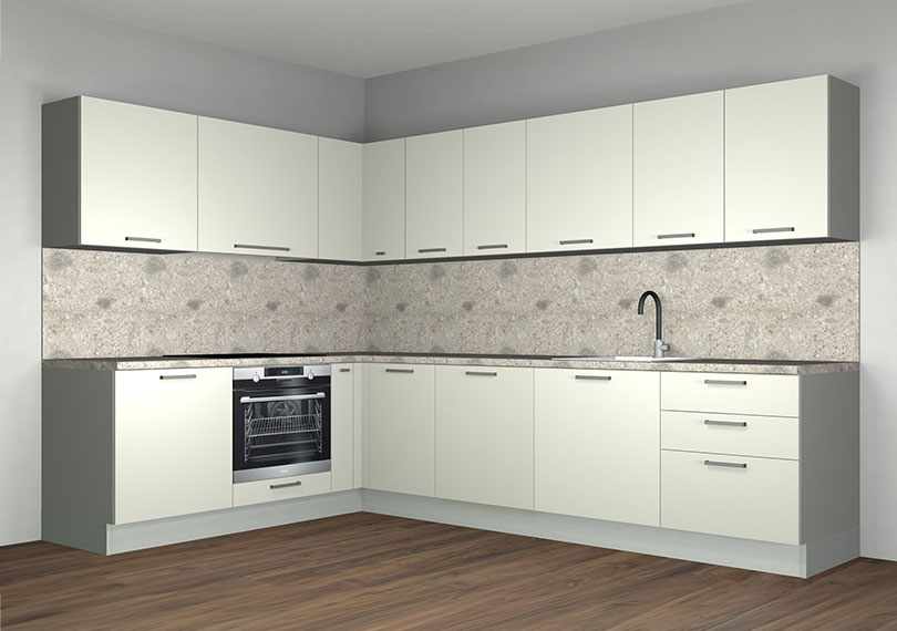 Г-образна кухня с дължина 3х2м